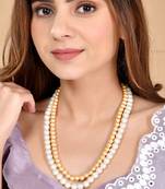 Brass gold-plated layered Pearl necklace
