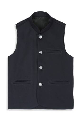 Royal sleeveless nehru jacket - navy blue