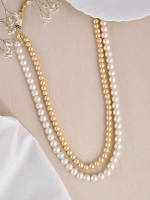 Brass gold-plated layered Pearl necklace 2