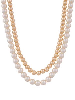 Brass gold-plated layered Pearl necklace 4