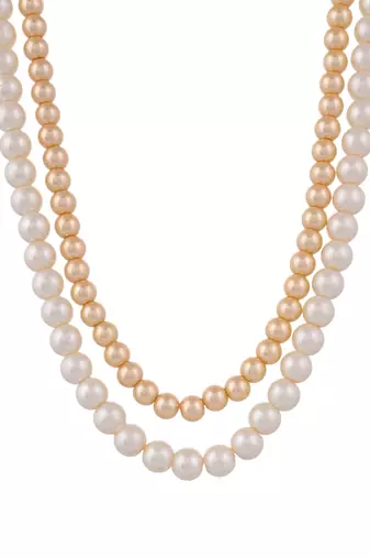Brass gold-plated layered Pearl necklace
