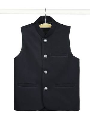 Royal sleeveless nehru jacket - navy blue 4