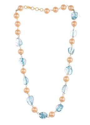 Gold plated blue quartz pearl unisex necklace 3