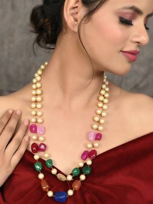 Gold plated multi layered unisex necklace 1