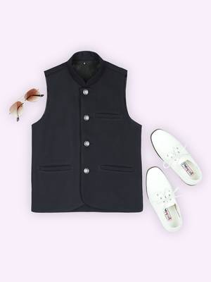 Royal sleeveless nehru jacket - navy blue 5