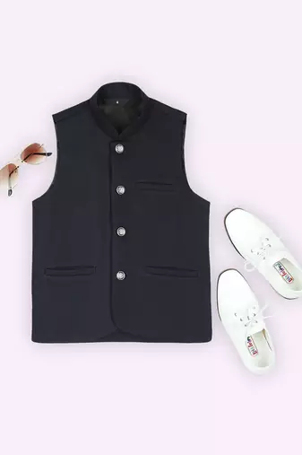 Royal sleeveless nehru jacket - navy blue