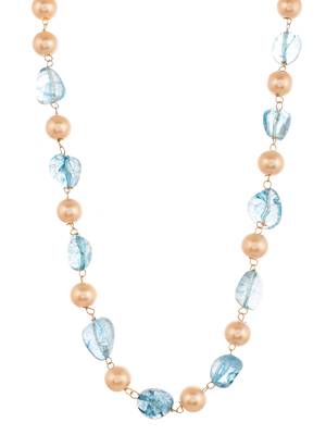 Gold plated blue quartz pearl unisex necklace 4