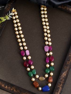 Gold plated multi layered unisex necklace 2