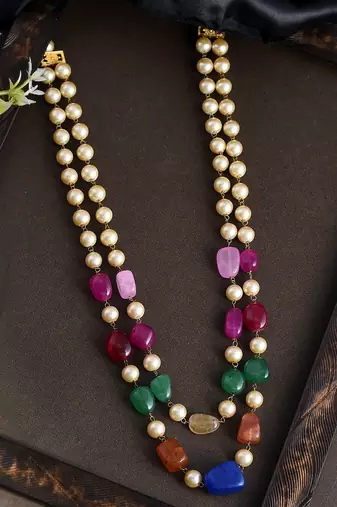 Gold plated multi layered unisex necklace
