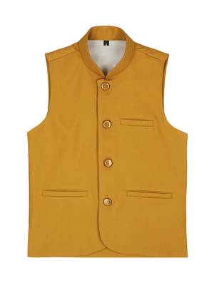 Classic sleeveless nehru jacket - ocher 1