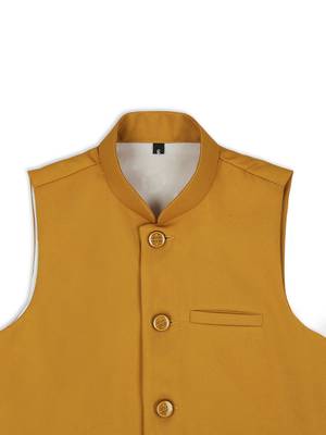Classic sleeveless nehru jacket - ocher 3