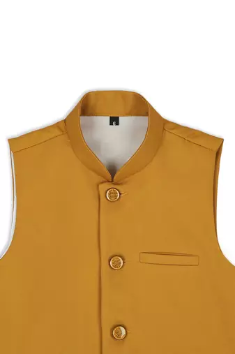 Classic sleeveless nehru jacket - ocher