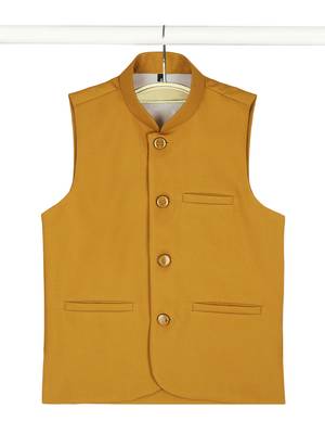 Classic sleeveless nehru jacket - ocher 4
