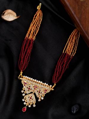 Gold plated ethnic layered long necklace 2