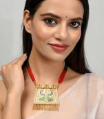 Gold plated ethnic meenakari necklace
