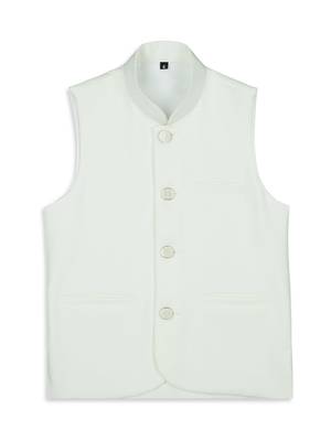 Solid sleeveless nehru jacket - off white 1