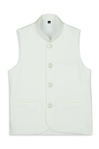 Solid sleeveless nehru jacket - off white