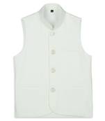 Solid sleeveless nehru jacket - off white