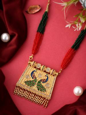 Gold plated ethnic meenakari necklace 2