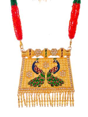 Gold plated ethnic meenakari necklace 3