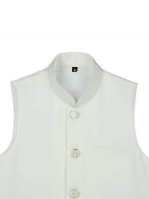 Solid sleeveless nehru jacket - off white 3