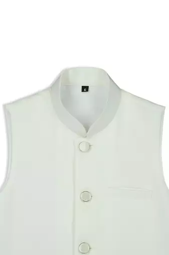 Solid sleeveless nehru jacket - off white