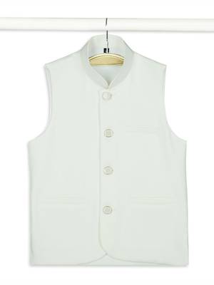 Solid sleeveless nehru jacket - off white 4