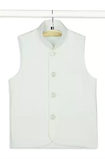 Solid sleeveless nehru jacket - off white