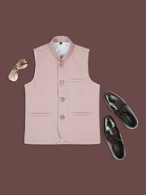 Soft sleeveless nehru jacket - peach 5