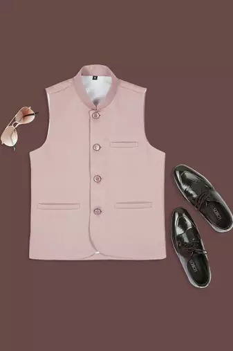 Soft sleeveless nehru jacket - peach