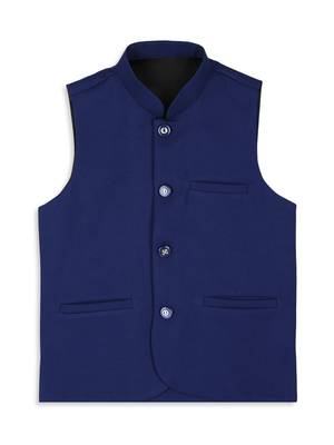 Sleeveless nehru jacket - royal blue 1