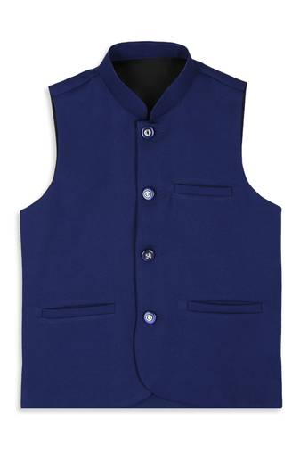 Sleeveless nehru jacket - royal blue