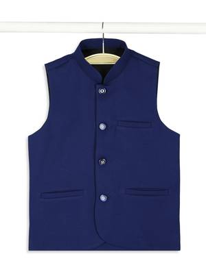 Sleeveless nehru jacket - royal blue 4