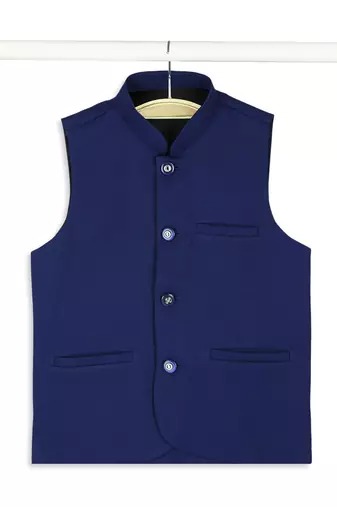 Sleeveless nehru jacket - royal blue