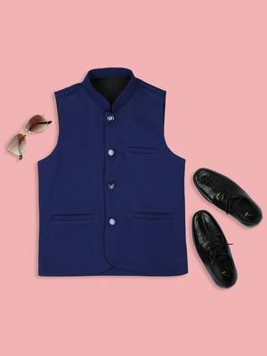 Sleeveless nehru jacket - royal blue 5