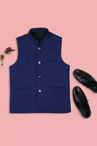 Sleeveless nehru jacket - royal blue
