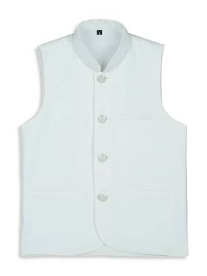 Sleeveless nehru jacket - white 1