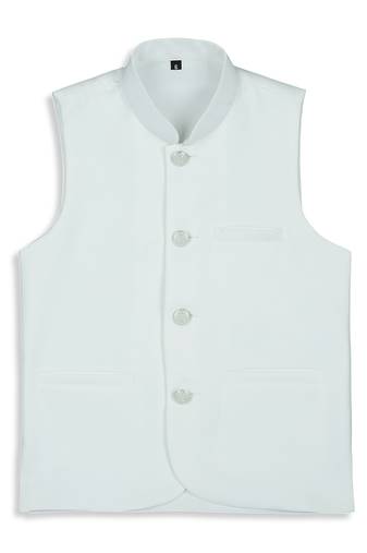 Sleeveless nehru jacket - white