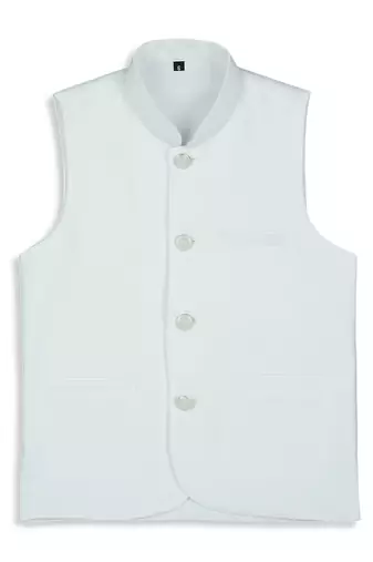 Sleeveless nehru jacket - white