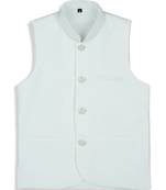 Sleeveless nehru jacket - white