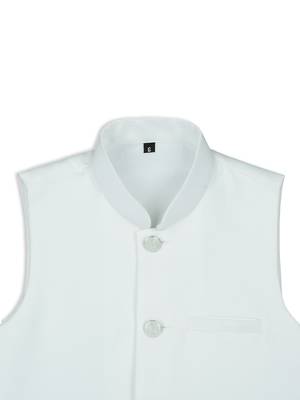 Sleeveless nehru jacket - white 3