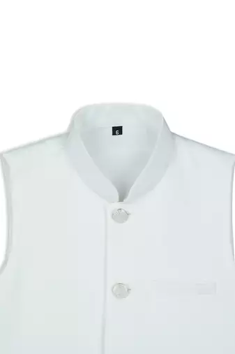 Sleeveless nehru jacket - white