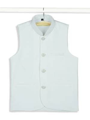 Sleeveless nehru jacket - white 4