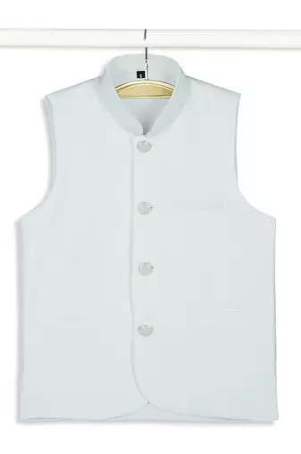 Sleeveless nehru jacket - white
