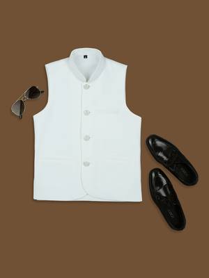 Sleeveless nehru jacket - white 5