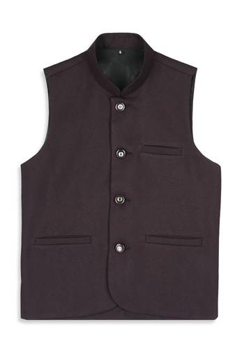 Sleeveless nehru jacket - wine