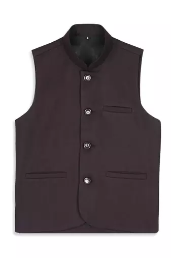 Sleeveless nehru jacket - wine