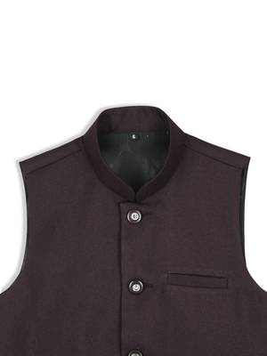 Sleeveless nehru jacket - wine 3