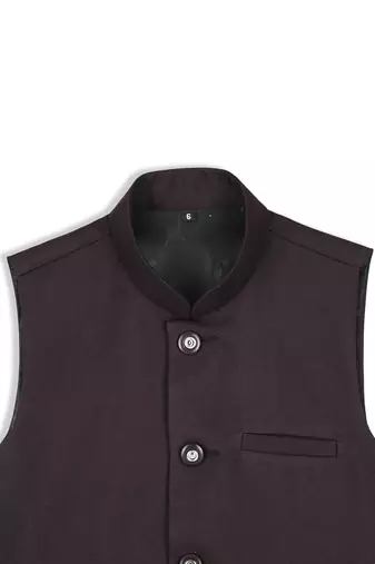 Sleeveless nehru jacket - wine
