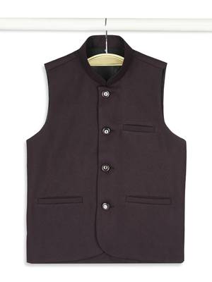 Sleeveless nehru jacket - wine 4